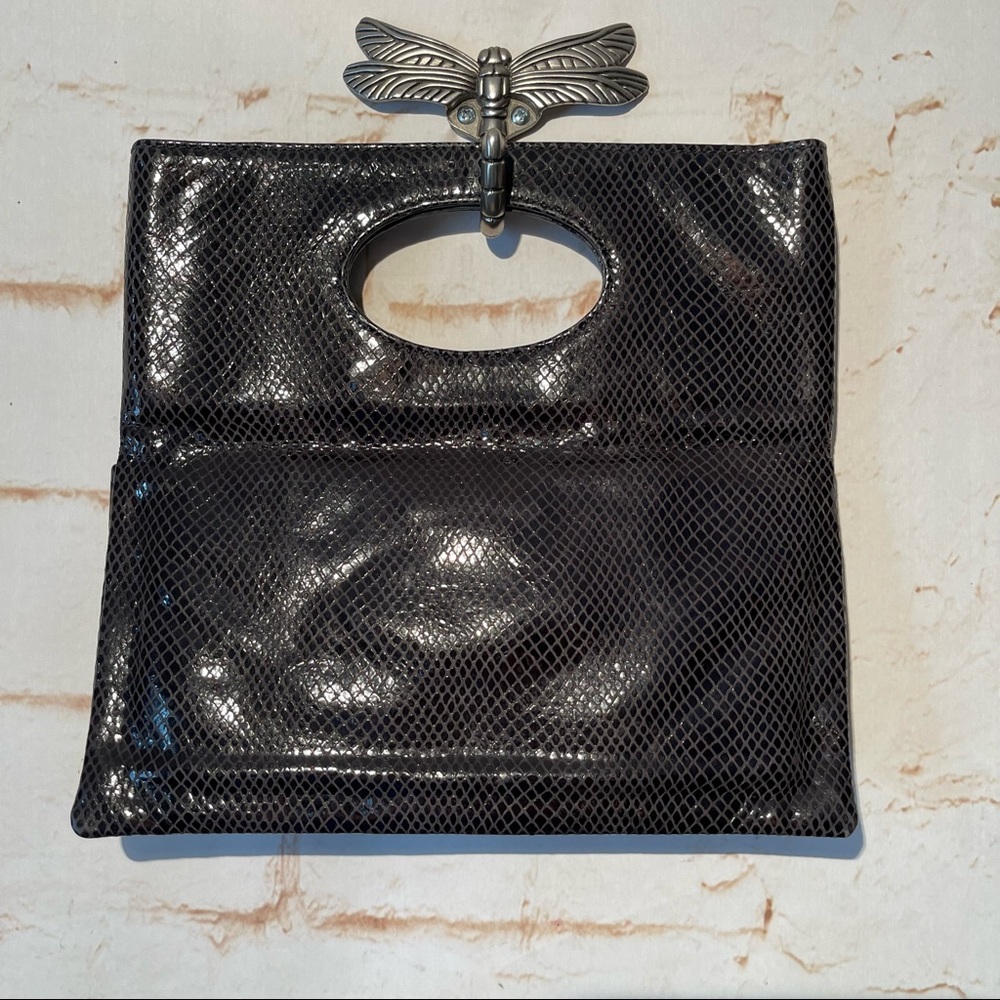 Henri Bendel Black Python Textured Leather Conver… - image 3